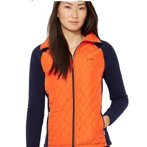 Lauren Ralph Lauren Orange and Navy  Front Zip Quilted Fleece Fall Jacket